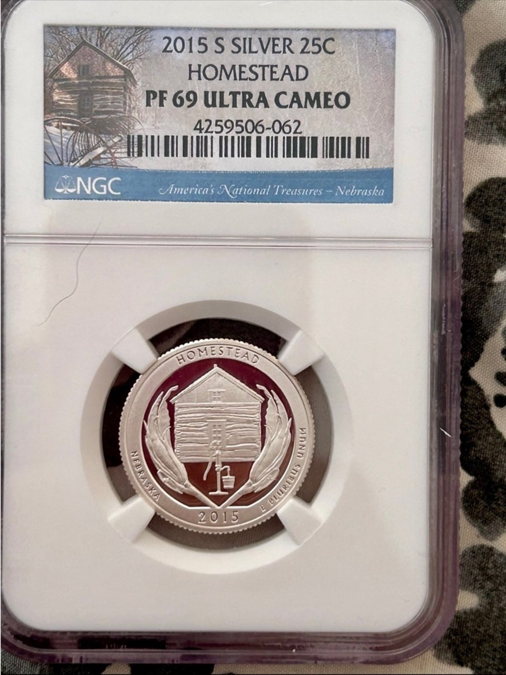 NGC PF69 Ultra Cameo 2015 Homestead Silver 25C Coin - Silver